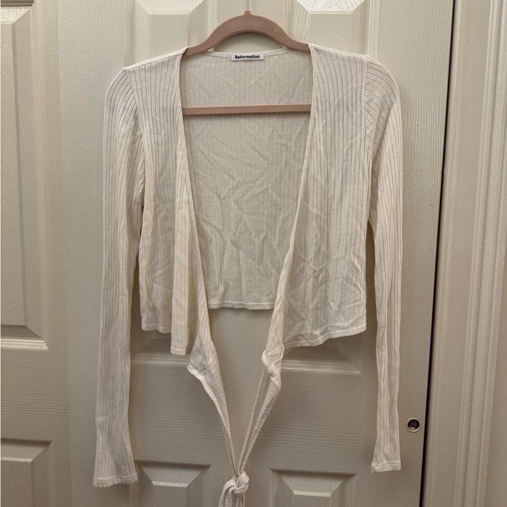 Reformation - Petalo Wrap Crop top (SMALL US4/6, White/Cream)